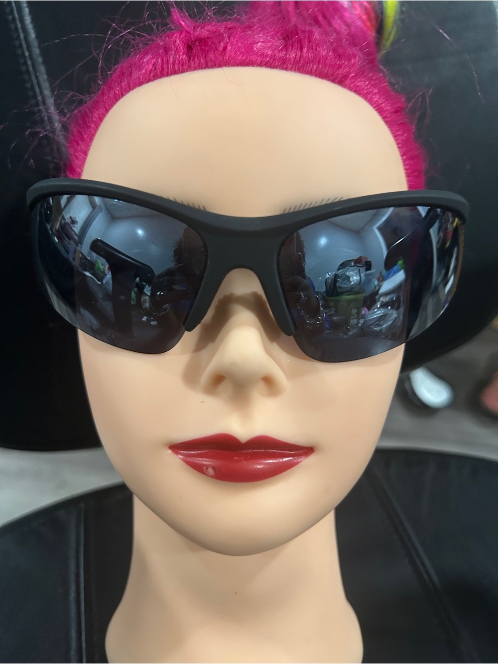 Foster Grant Black Wraparound Sunglasses with Dark Lenses unisex